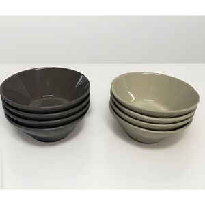 PAMPERED CHEF Set Of 8 Bowls Cereal FLAWLESS Sandstone Beige/Graystone Brown